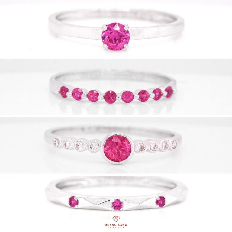 แหวนเงินประดับทับทิมสีชมพูจาก Duang Kaew Jewelry ดีไซน์สวยงาม