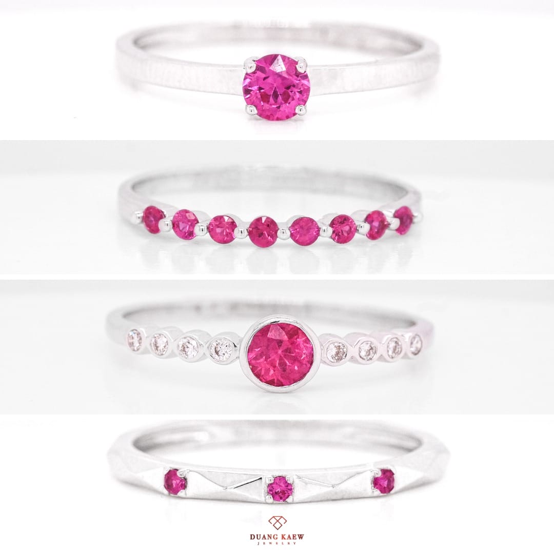 แหวนเงินประดับทับทิมสีชมพูจาก Duang Kaew Jewelry ดีไซน์สวยงาม