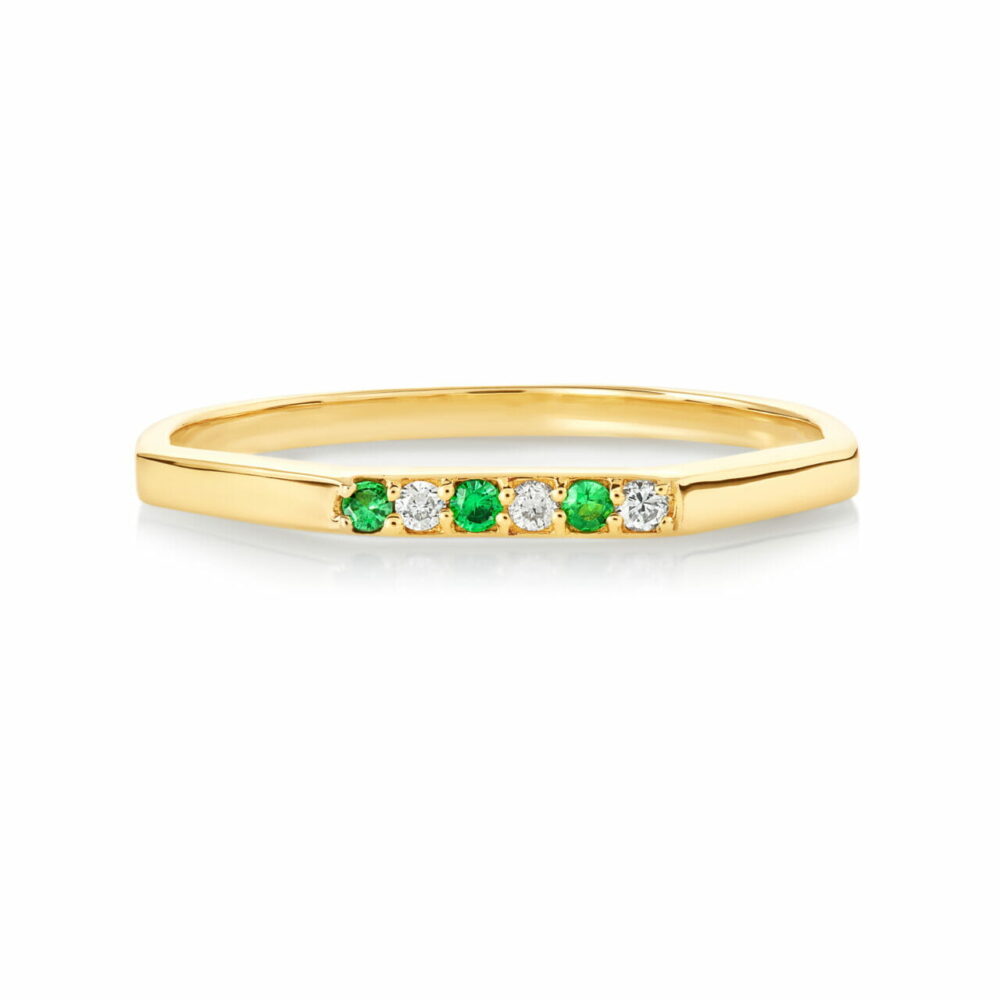 แหวนทอง Duang Kaew ประดับทับทิมสีเขียว (tsavolite) และเพชร 18K