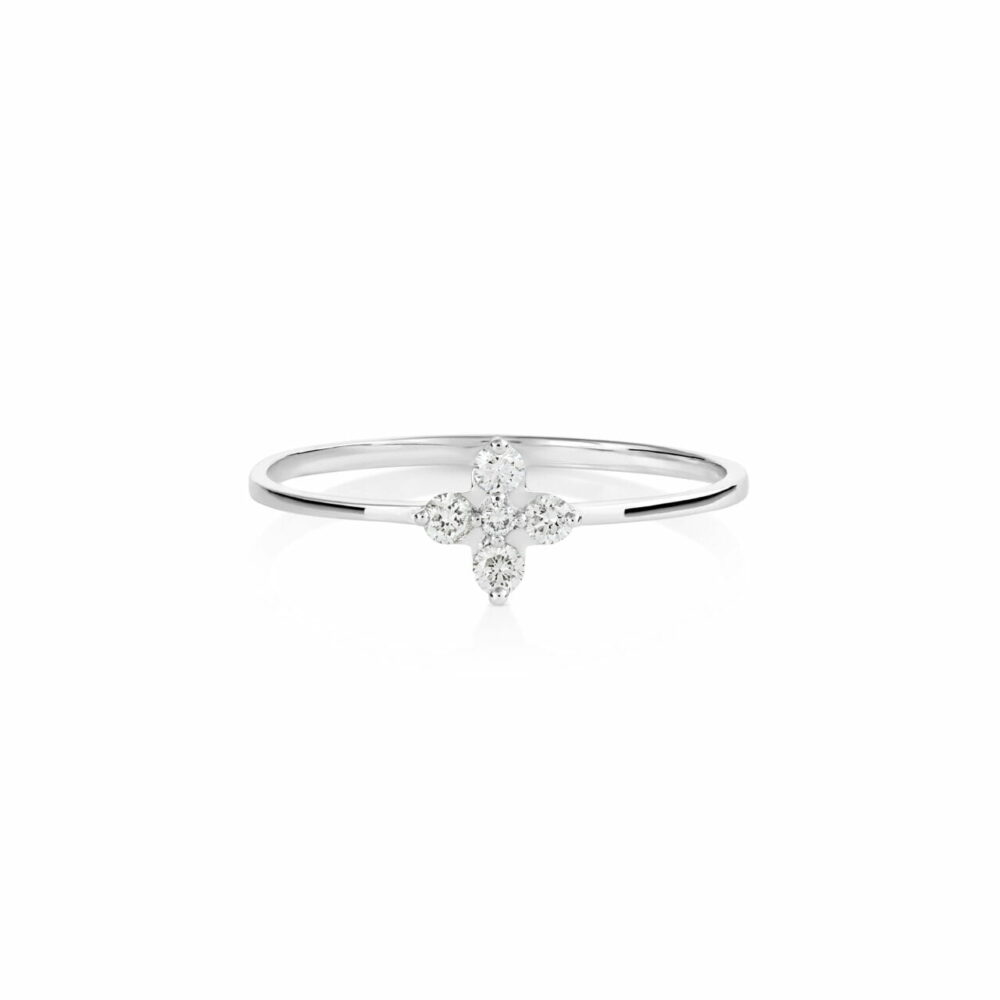 แหวนทองคำขาว 18K ประดับเพชร Duang Kaew Jewelry